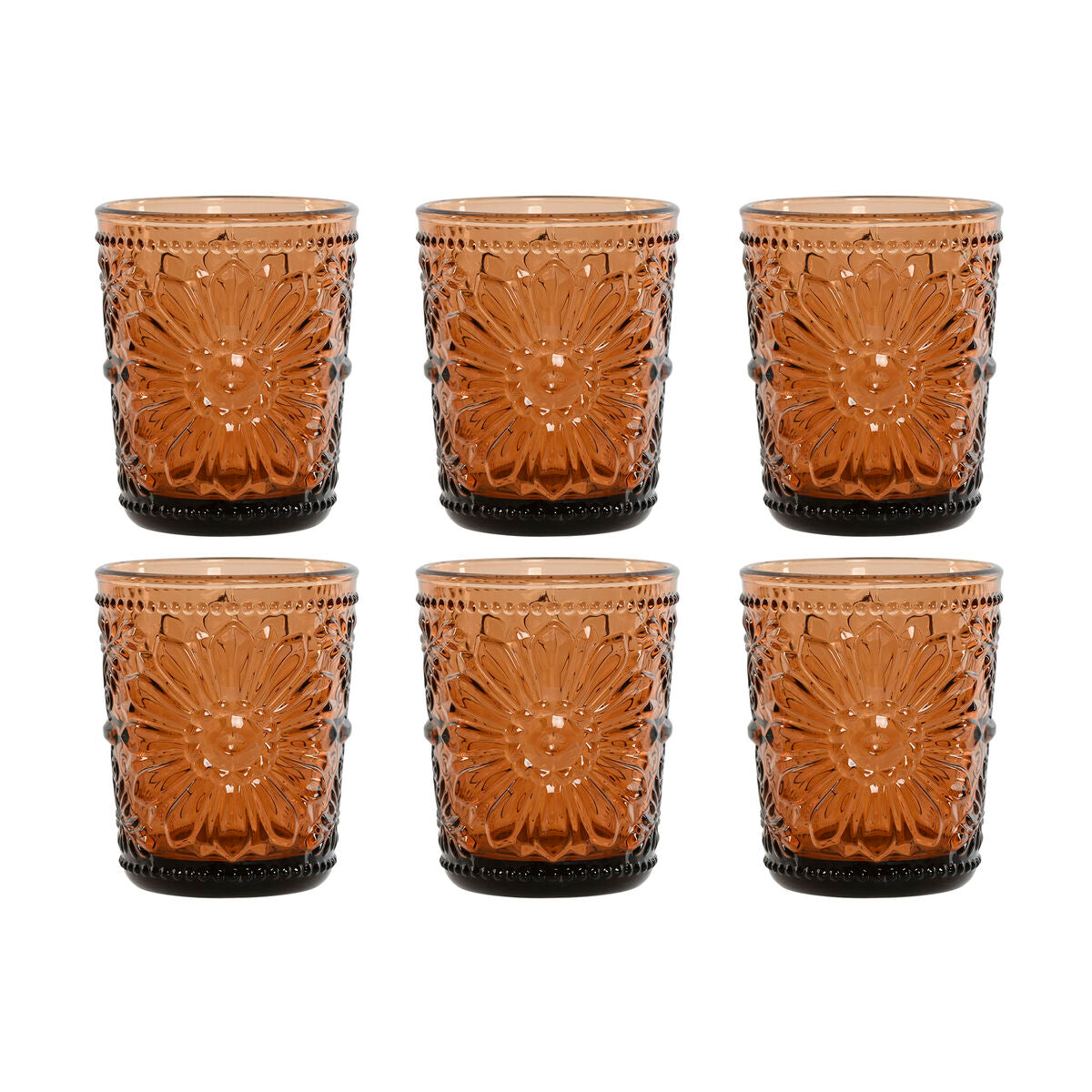Set of glasses Home ESPRIT Amber Crystal (6 Units)-0