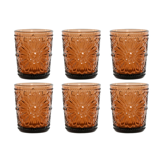 Set of glasses Home ESPRIT Amber Crystal (6 Units)-0