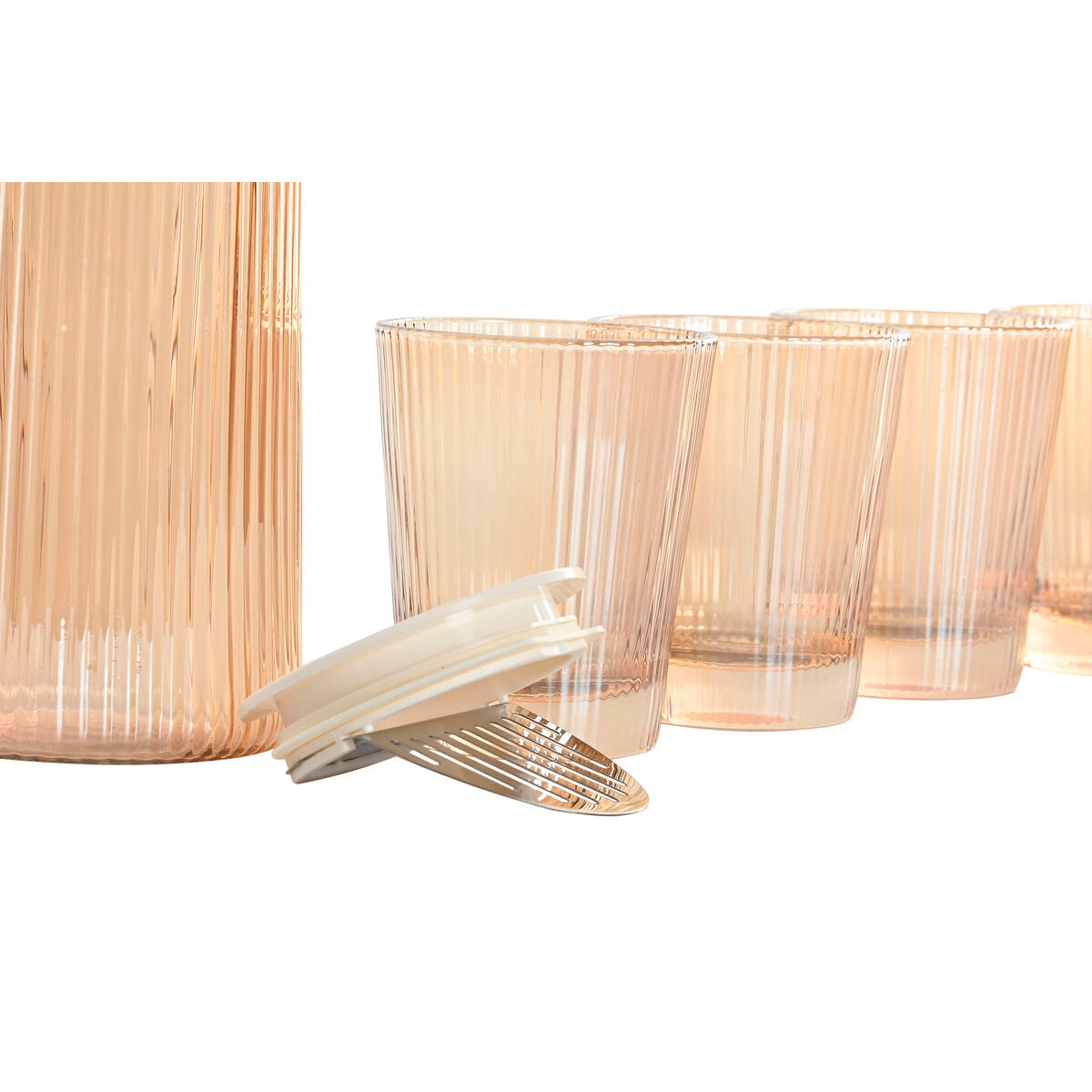 Jug and glasses set Home ESPRIT Amber Borosilicate Glass 1,25 L-2