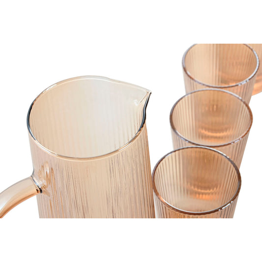 Jug and glasses set Home ESPRIT Amber Borosilicate Glass 1,25 L-1