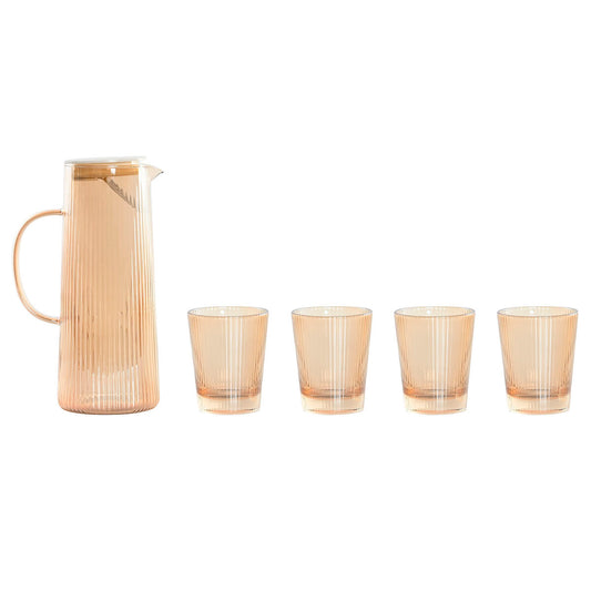 Jug and glasses set Home ESPRIT Amber Borosilicate Glass 1,25 L-0